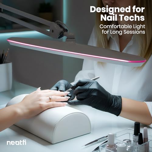 Neatfi LED Desk Lamp, 2200 Lumens, 23" Wide, Non-CCT (White, Pink Ring)