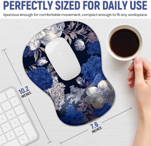 Ergonomic Mouse Pad with Wrist Rest, Gel Wrist Support, Indigo