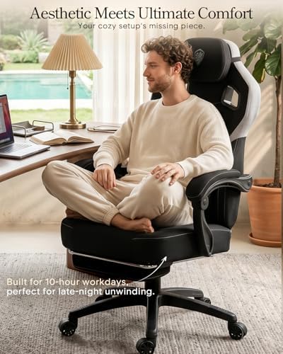 Dowinx Big and Tall Gaming Chair with Footrest, Black