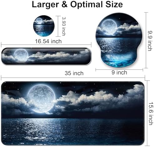 4 in 1 Mouse Pad Set with Wrist Rest for Keyboard,Desk Mat,Coaster-Ocean