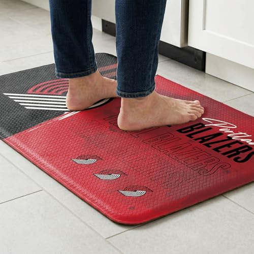 Northwest NBA Portland Trail Blazers Embossed Anti-Fatigue Mat, Cushioned Kitchen Floor Rug, Non-Slip PVC Standing Comfort, 18 x 30 in