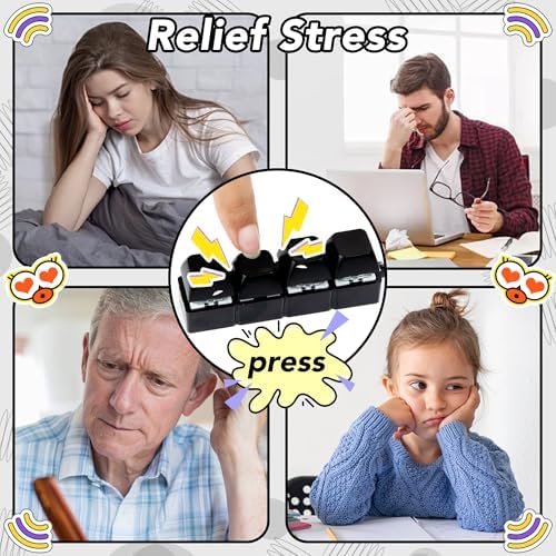 2 PCS White & Black Keyboard Fidget Toy, Keyboard Fidget Keychain 4-in-1 Keyboard Decompression Button Finger Clicker Toys, Button Stress Relief Fidget Gifts to Relief Stress (General)