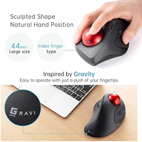 SANWA Wired Trackball Mouse, Index Finger Roller Ball Mouse for Large Hands