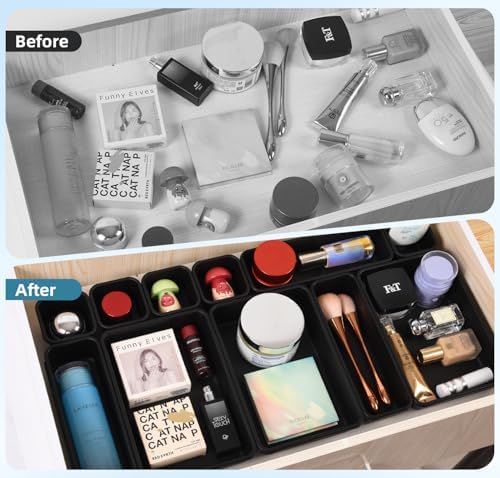 Kutesna 15PCS Interlocking Drawer Organizer, Plastic Desk Organizers Set