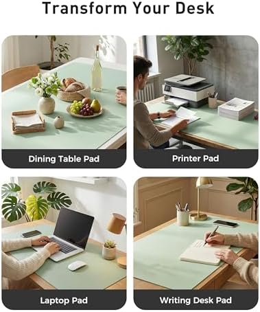 Aothia Faux Leather Desk Mat - Large Mouse Pad, Non-Slip PU Leather Blotter, Waterproof Writing Surface for Office and Home (Aqua, 63" x 24")