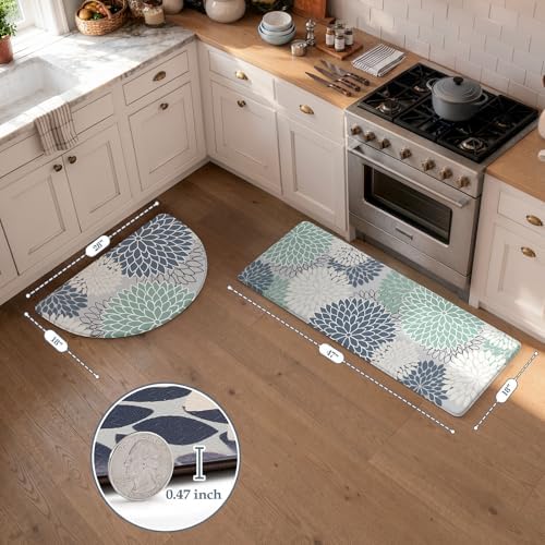 KIMODE Half Circle Anti Fatigue Mats for Kitchen Floor Rug Sets of 2