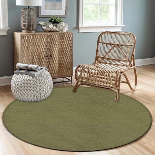Room Sofa Yoga Soft Round Carpet, Home Decor Non Slip Kitchen Office Circle Rug, Machine Washable Modern Round Area Rug Brown, 36inch