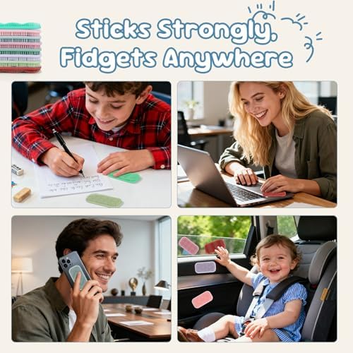 Sensory Stickers for Kids & Adults – 8-Pack Silicone Calm Strips with Layered Bristle Textures for Anxiety Relief, Autism & ADHD – Quiet Desk Fidget Toys for Classroom & Office – Stocking Stuffers