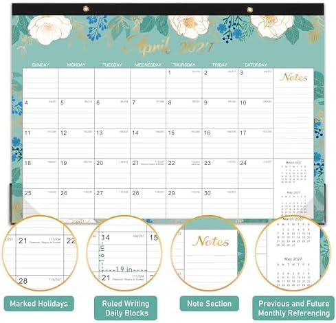 2027 Desk Calendar - Jan. 2027 - Dec. 2027, 12 Months Large Monthly Desk Calendar 2027, 17" x 12", Desk Pad, Large Ruled Blocks, To-do List & Notes, Best Desk/Wall Calendar for Planning or Organizing