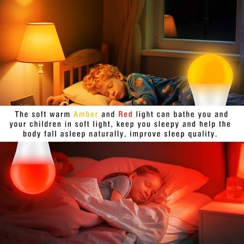 Amber Light Bulb 1800k and 625nm Red Light Bulbs, 1pcs amber+1pcs Red, 3W