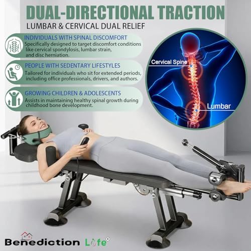 Electric Traction Machine for Neck and Back, Fitness Full Body Traction Device, Home Spinal Decompression Stretcher for Lower Back Pain Relief ,Lumbar & Cervical Traction Decompression Table
