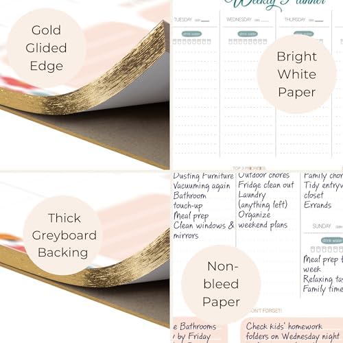 BLU MONACO | Weekly Planner Notepad Tear Off Floral | This Week Notepad 8.5 x 11 | Weekly Dashboard Planner Paper Source Weekly Planner 2026 Style