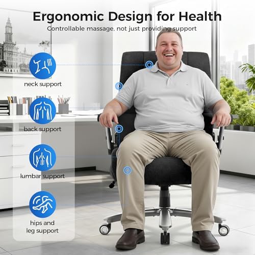 Big and Tall Office Chair with Massage Heat for Heavy Duty People