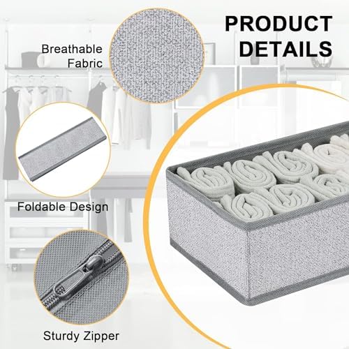 DIMJ Drawer Organizers for Clothing, Set of 12 Dresser Drawer Organizers, Fabric Closet Organizers and Storage, Drawer Dividers for Baby Clothes, Socks, Belt, Tie (Blended)