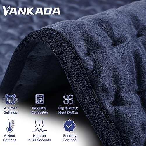 Heating Pad Electric Heat Pad, Hot Heated Pad,Multiple Temp and Timer Settings,Suitable for Shoulders, Neck, arms, Abdomen, Back, Legs, etc. (NavyBlue, 40"X20")