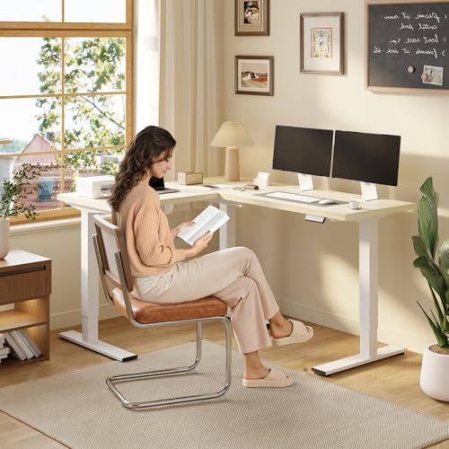 SANODESK 63" Reversible L-Shaped Electric Standing Corner Computer Desk