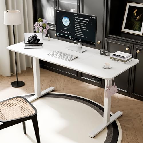 ERGOMAKER 55"x24" Standing Desk, Height Adjustable Sit-Stand Office, White