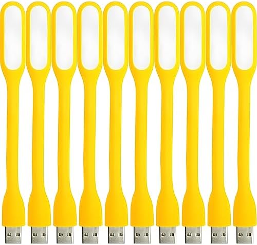 USB LED Light Lamp for Power Bank, Portable Eye Care Mini Night Light with Flexible Arm, USB Gooseneck Reading Lamps Book Light,Compatible for Desktop, Notebook Laptop (10-Yellow)