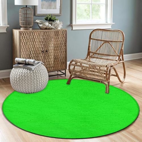 Large Round Area Rug Home Decor Modern Bathroom Rug Kitchen Office Circle Rug for Living Room Sofa Circle Cute Mat Fluorescent Green, 60inch