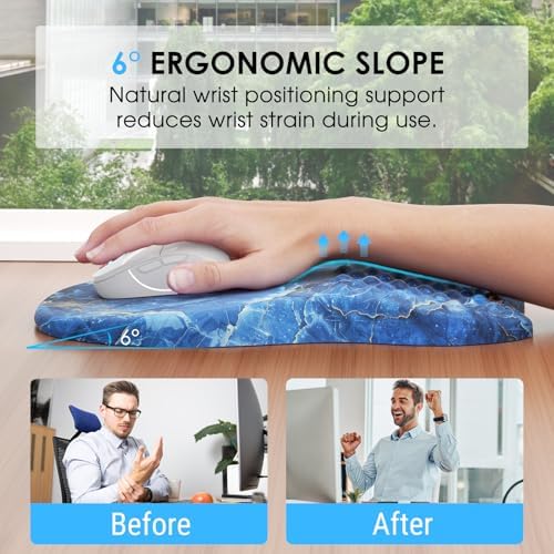 MROCO Ergonomic Mouse Pad with Wrist Support, 11.8 x 7.8 in, Ocean Marble