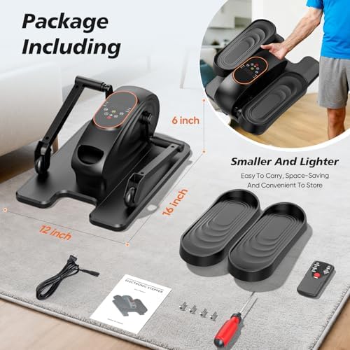Under Desk Elliptical Machine for Senior, Quiet Motorized Leg Exerciser with Smart Remote, Pedal Exerciser with Adjustable Speeds for Auto/Manual Modes, LCD Monitor, Easy to Use for Home Office