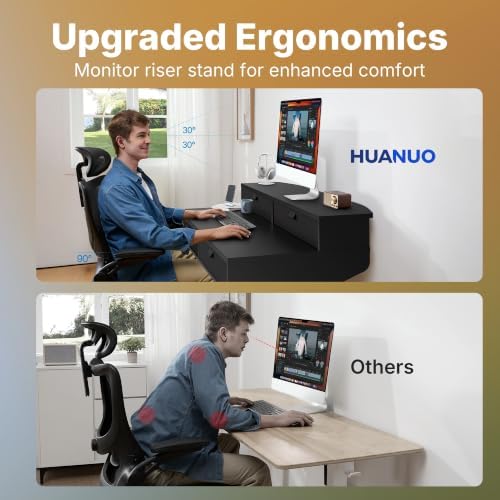 HUANUO 32 x 20 Inch Electric Standing Desk with 4 Drawers, Black