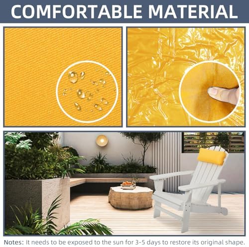 Headrest Pillow for Patio Chaise Lounge Chair, Outdoor Chaise Pillows with Adjustable Elastic Stripe Head Resting Pillows for Recliner Office Chair, Yellow 2 Pack