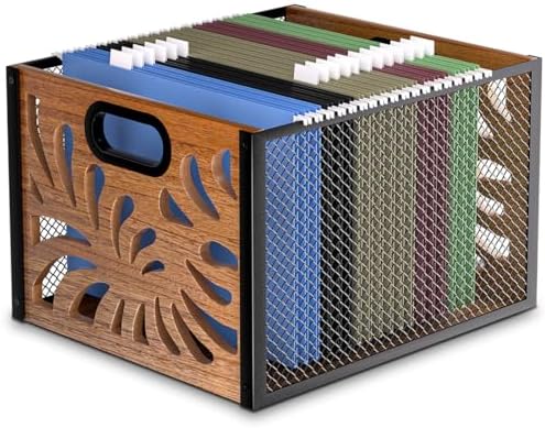 Wood File Box,Hanging File Organizer,File Storage Box Bin for Letter Size