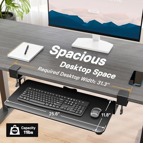 BONTEC Under Desk Keyboard Tray, Pull-Out Keyboard & Mouse Platform