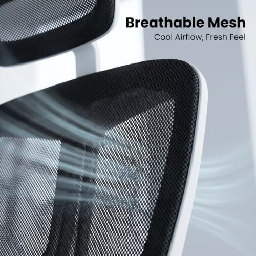 Multifunctional Ergonomic Office Chair—Features an Adjustable headrest, Reclining backrest, and Lumbar Support; Suitable for Home Offices, workplaces, and Dorm Rooms (Black with White Frame)