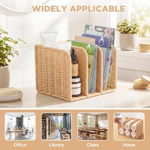 Novabright Synthetic Rattan 3-compartment File Magazine Holder, Suit for B5
