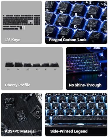 EPOMAKER Frost Jelly Keycaps Set, 126 Keys Forged Carbon Fiber Keycaps