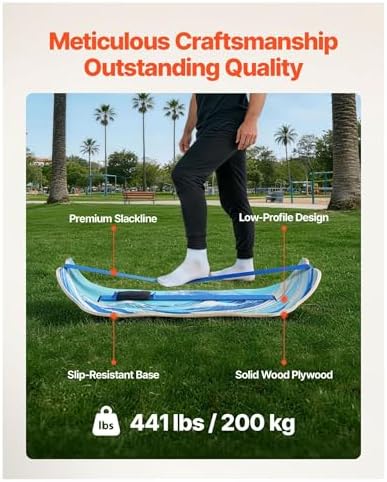 Balance Board Wobble Board for Adults - Wooden Curved Trainer for Yoga, Standing Desk, Pilates & Workouts - Compact Lightweight Equipment - Home Gym & Office - Blue