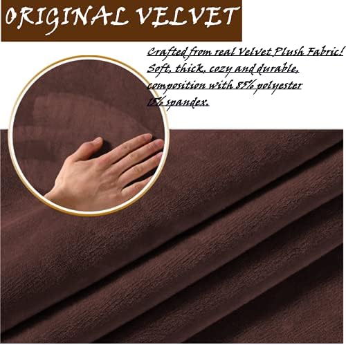 2 Pack Velvet Stretch Armrest Covers - Non Slip Sofa Chair Covers, Soft Elastic Arm Protectors for Living Room Couch, Office Chair, Recliner (Brown)