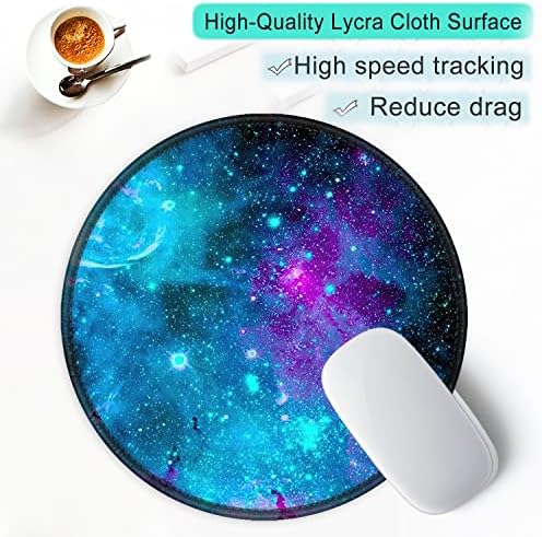 ITNRSIIET Round Mouse Pad with Stitched Edge Premium-Textured Waterproof Non-Slip Rubber Base Desktop Protection Mat Diameter 8.7 inches, Nebula Galaxy