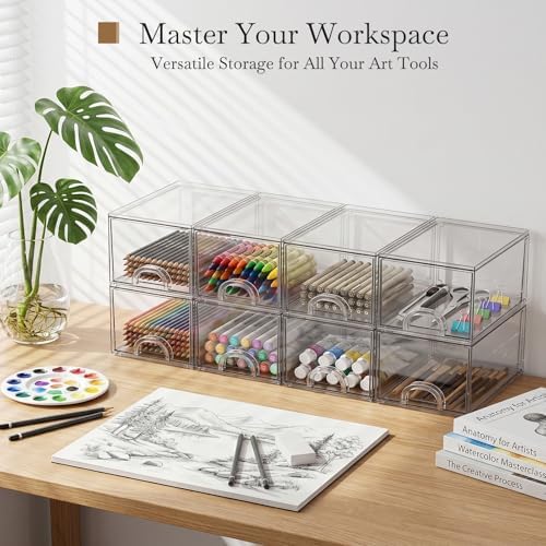 8 Pack Small Clear Stackable Acrylic Storage Boxes & Drawers