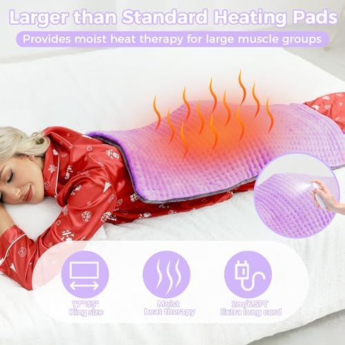 Heating Pad for Back, 17"×33" Electric Heating pad for Women, Men
