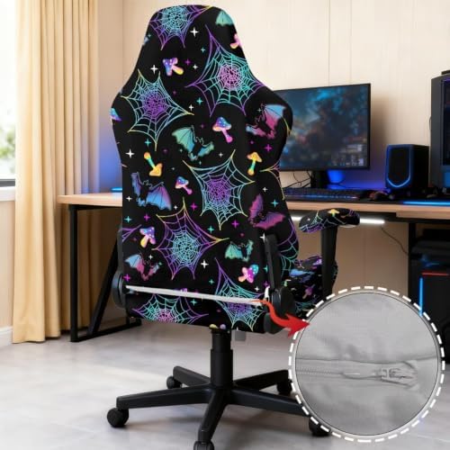 Halloween Gaming Chair Protector Slipcover 4-Piece Fits Office/PC Boss Recliners Anti-Scratch Washable with Zipper for Living Room