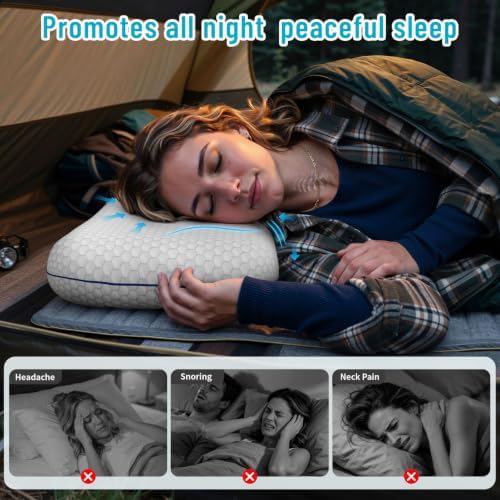 CushyOasis Memory Foam Pillows for Sleeping, Bed Pillow, Camping Size