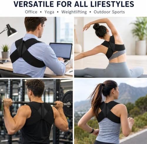 Posture Corrector for Men and Women, Adjustable Breathable Back Brace, Upper Back Shoulder Support Belt, Comfortable Posture Reminder for Office, Gym, Daily Wear，Large