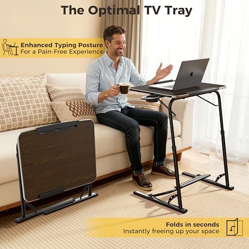 FoldWise Upgraded Folding TV Tray Table, Sturdy Couch & Dinner Laptop Table