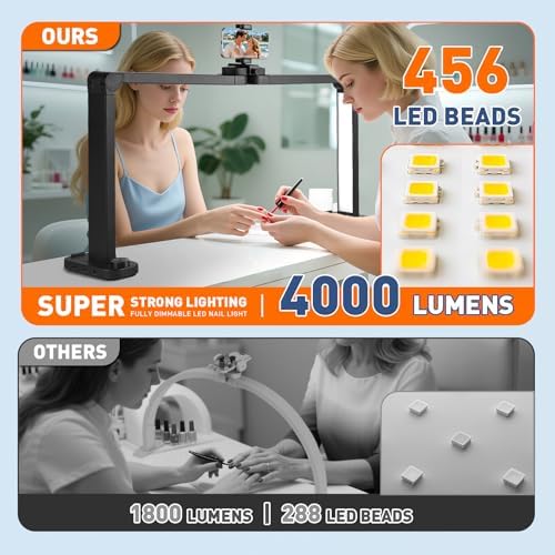 KIRKAS Half Moon Light for Nail Desk, 34in Foldable Nail Lamp for Desk
