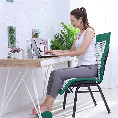 XiaoMaGe 47" Acupressure Mat and Pillow Set with Carry Bag (Green)