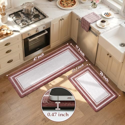 KIMODE Anti Fatigue Kitchen Mats for Floor 2 Piece, Farmhouse Kitchen Rugs