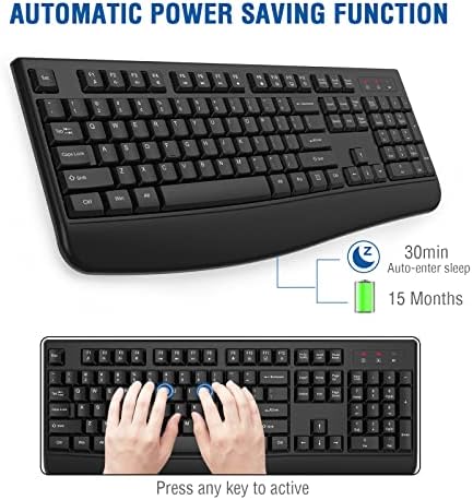 EDJO Wireless Keyboard, USB Plug & Play, Windows & Mac Compatible (Black)