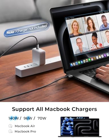 LISEN USB C to Magsafe 3 Cable (3.3FT) for M4/M3/M2 MacBook Pro Air Charger, 140W Magnetic Safe 3 Cable for Pro (16"/14" 2025, 2024, 2023, 2021) Air (15''/13'' 2025, 2024, 2023, 2022) Midnight