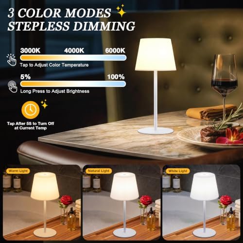 Shower Lamp Rechargeable Waterproof Lamp, Cordless Table Lamp for Bathroom