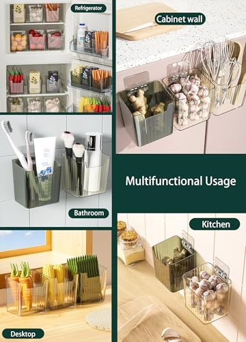 Lae Nuvole 2 Pack Adhesive Wall Storage Bins, Cabinet Door Organizer, Clear