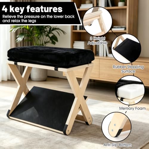 Adjustable Height Foot Rest Under Desk at Work, Foot Stool Under Desk