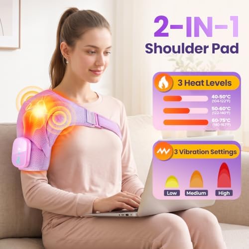 Cordless Shoulder Heating Pad with Massage, Heated Shoulder Massager